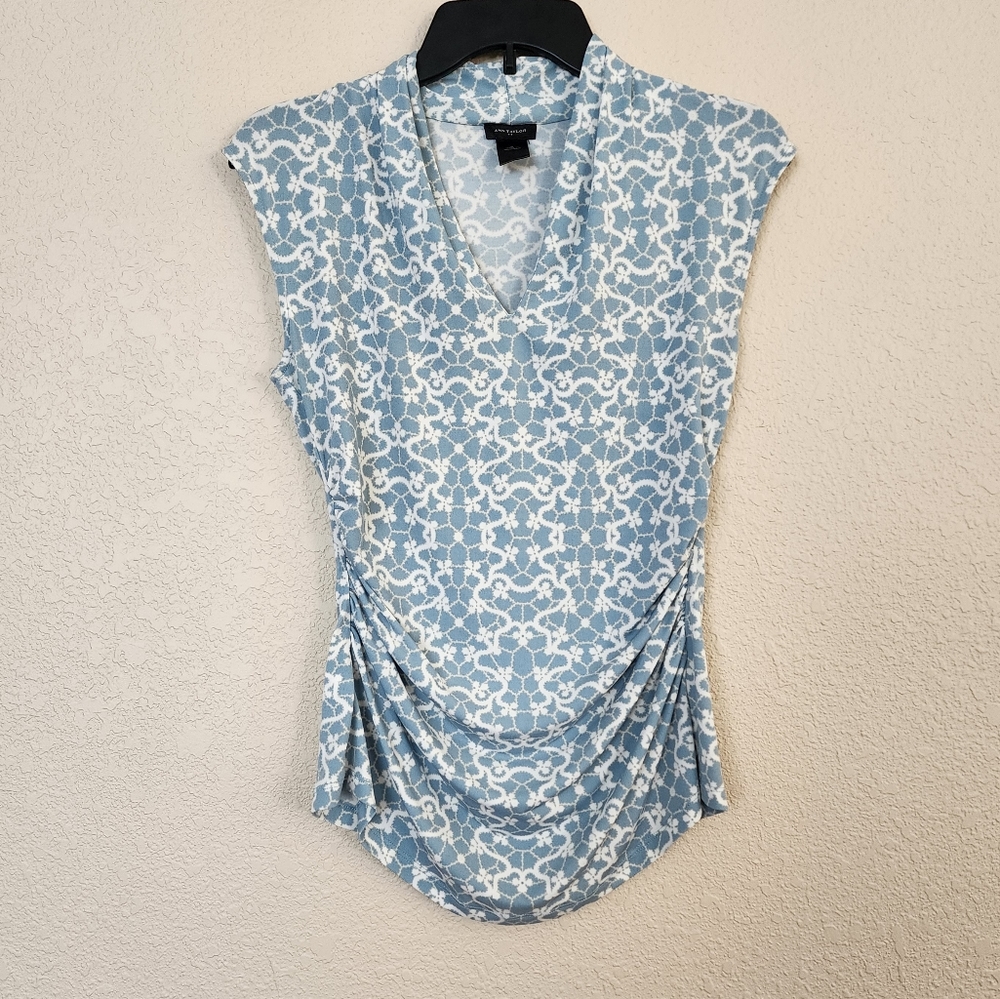 Ann Taylor Patterned Ruched Top - image 1